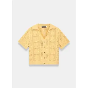 Mint Velvet Yellow Cotton Crochet Shirt